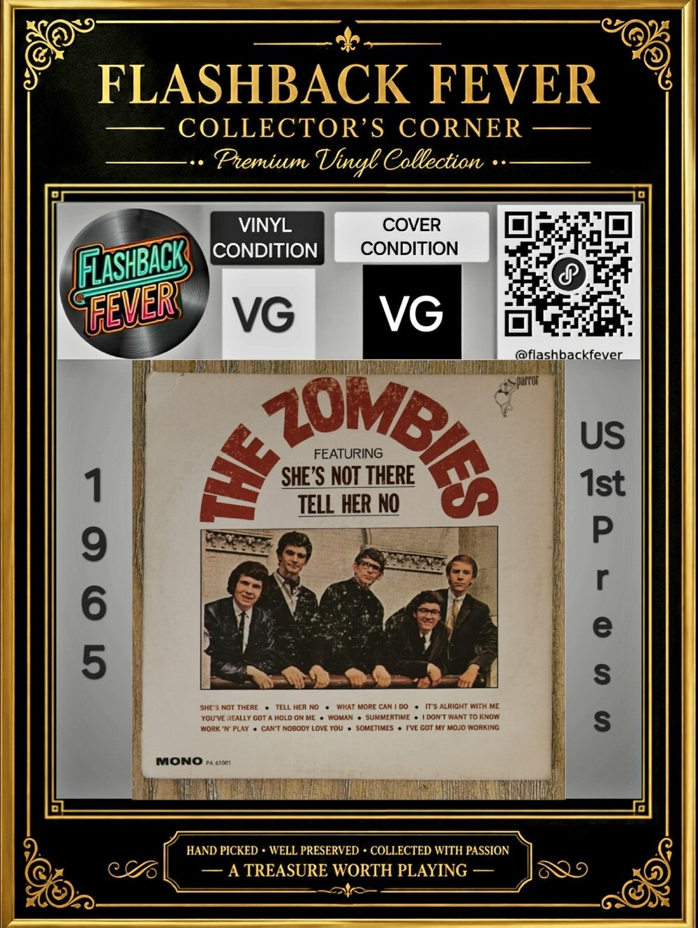 THE ZOMBIES•The Zombies•Jan 1965 US Mono (#PA 61001) Indianapolis, 1st Pressing